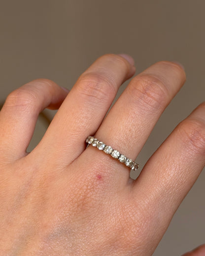 Vintage 18k White Gold 1ctw Diamond Half Eternity Stacking Band