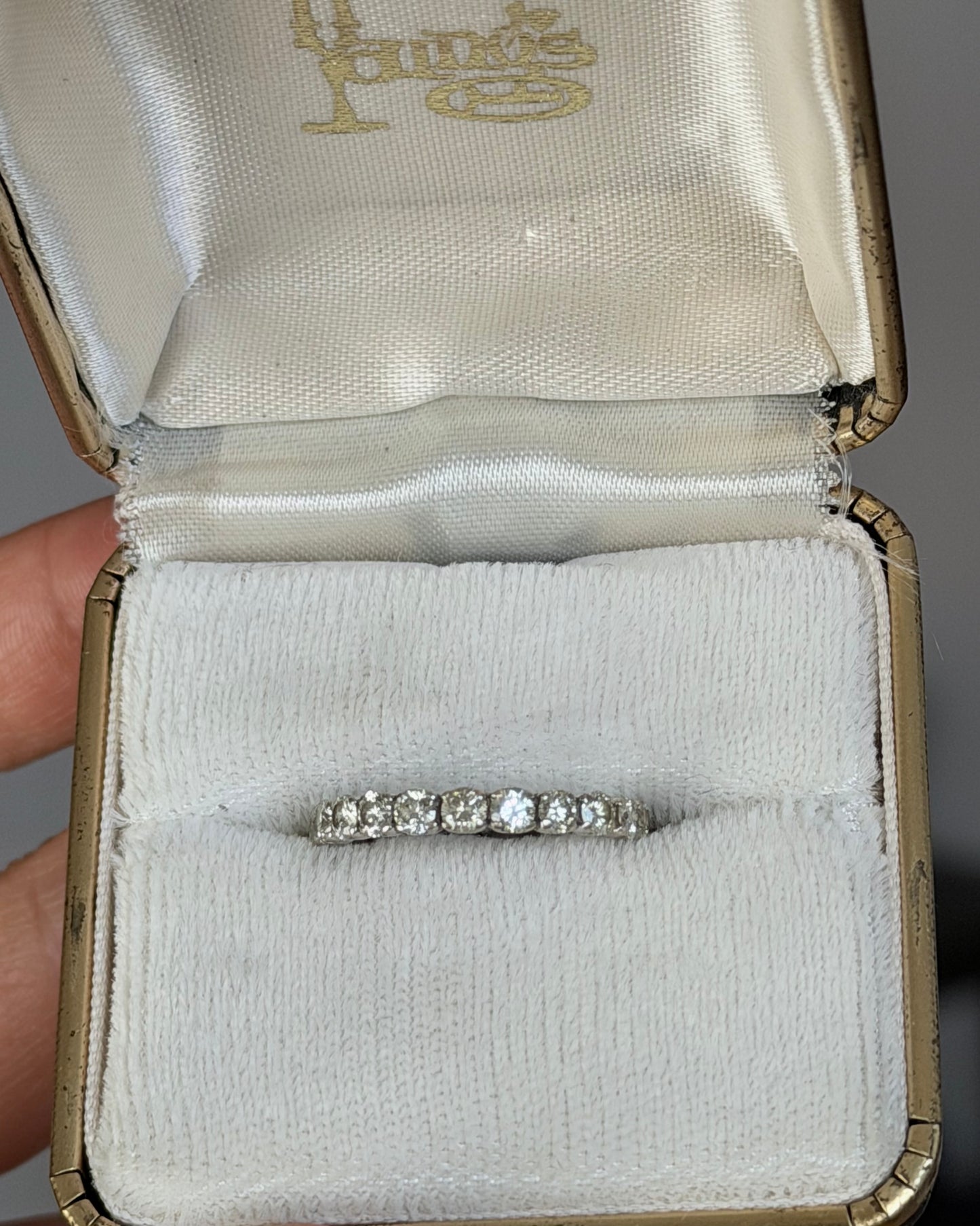Vintage 18k White Gold 1ctw Diamond Half Eternity Stacking Band