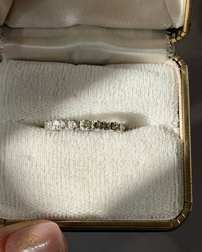 Vintage 18k White Gold 1ctw Diamond Half Eternity Stacking Band