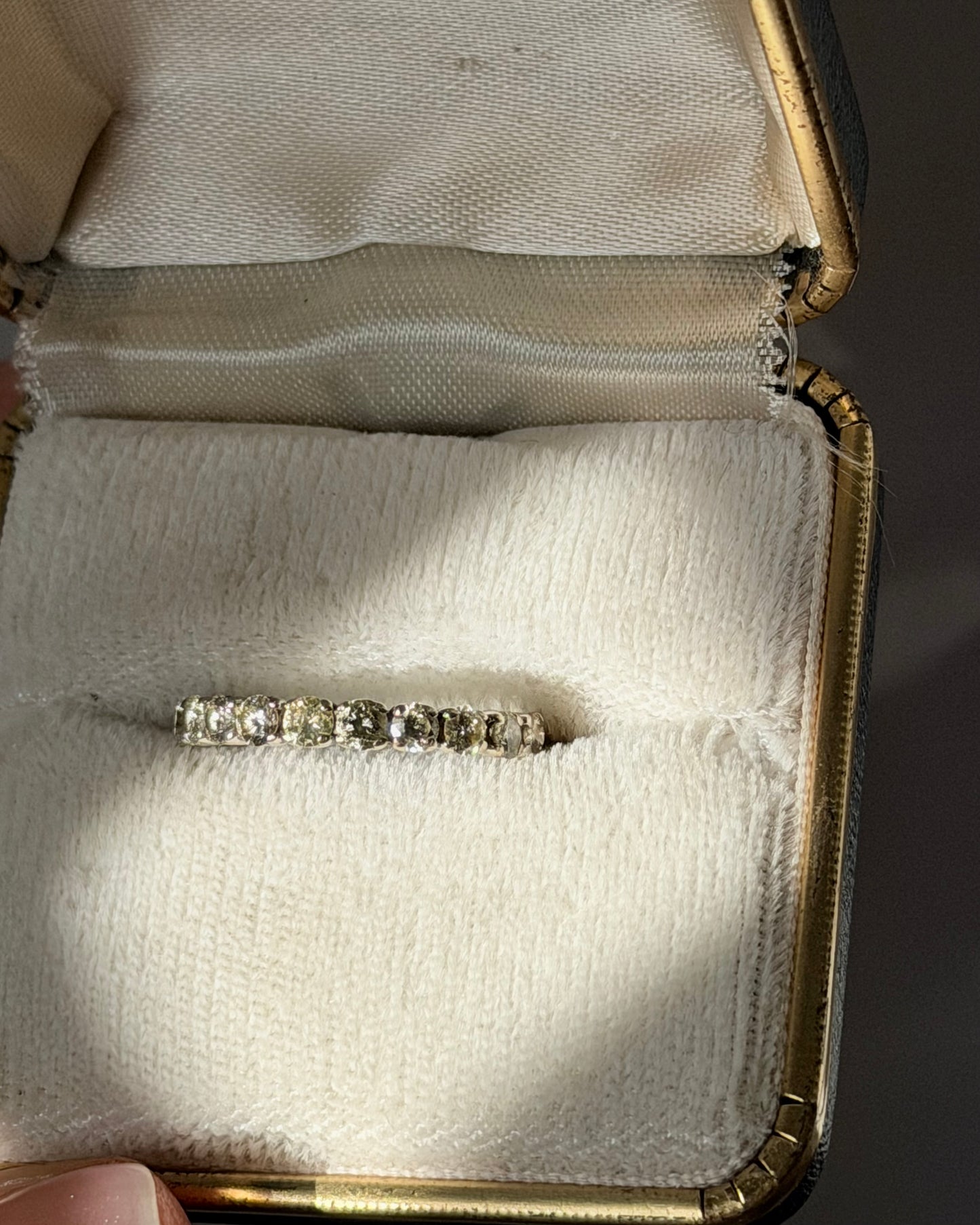 Vintage 18k White Gold 1ctw Diamond Half Eternity Stacking Band