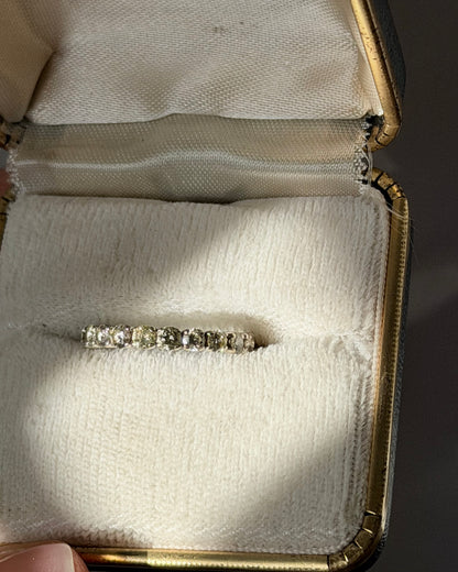Vintage 18k White Gold 1ctw Diamond Half Eternity Stacking Band