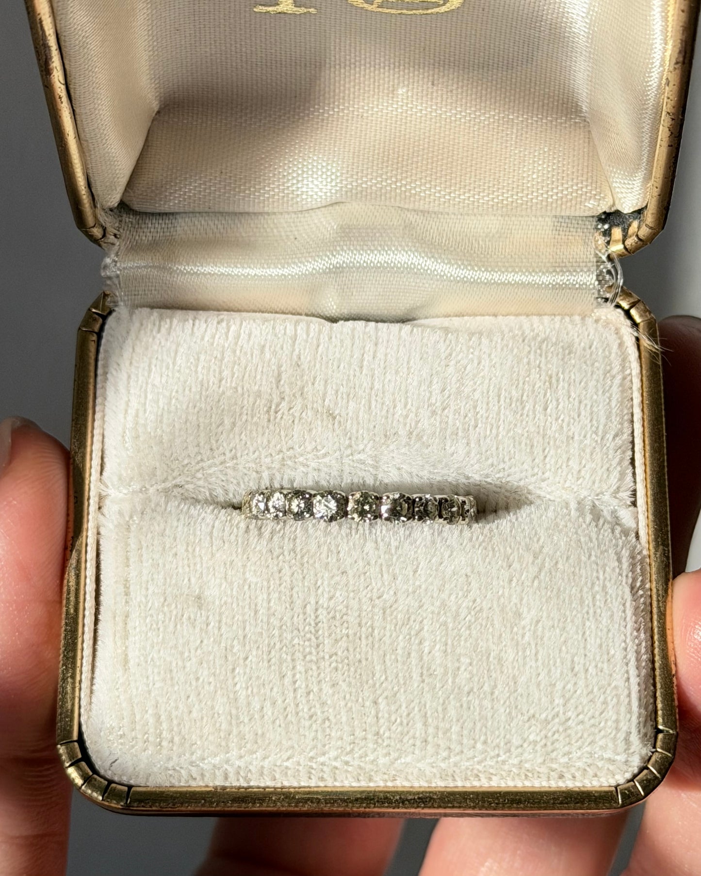 Vintage 18k White Gold 1ctw Diamond Half Eternity Stacking Band