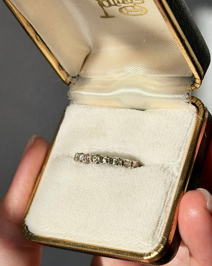 Vintage 18k White Gold 1ctw Diamond Half Eternity Stacking Band