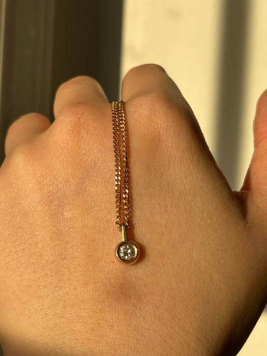 Vintage 18k Gold Bezel Set Diamond Charm Pendant