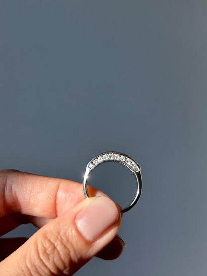 Vintage 14k White Gold Diamond Wedding Band Ring - 0.6 ct, Size 6.25