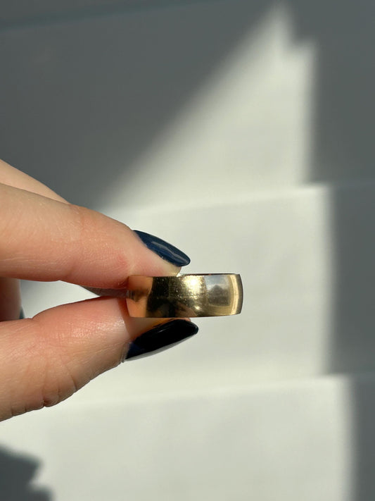 Stackable Classic 10k Solid Yellow Gold Cigar Band Ring, Stackable Gold Band, Plain Gold Ring, Wide Gold Ring, Thick Wedding Ring, Wide Band