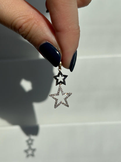 14k Yellow Gold Diamond Star Charm Pendant: Celestial Jewelry