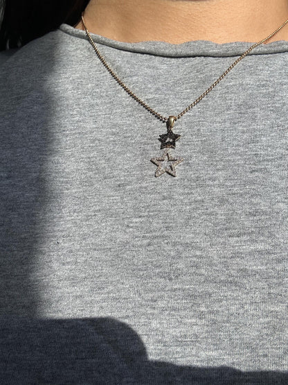14k Yellow Gold Diamond Star Charm Pendant: Celestial Jewelry