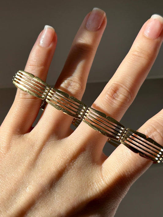 Vintage Art Deco Revival French 18k Yellow Gold Gate Bracelet: Parisian Jewelry