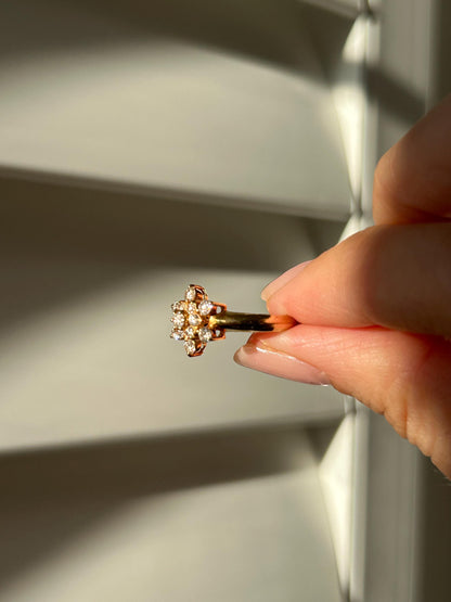 Vintage 18k Yellow Gold Diamond Snowflake Ring: US Size 5, 0.5 ct Diamonds