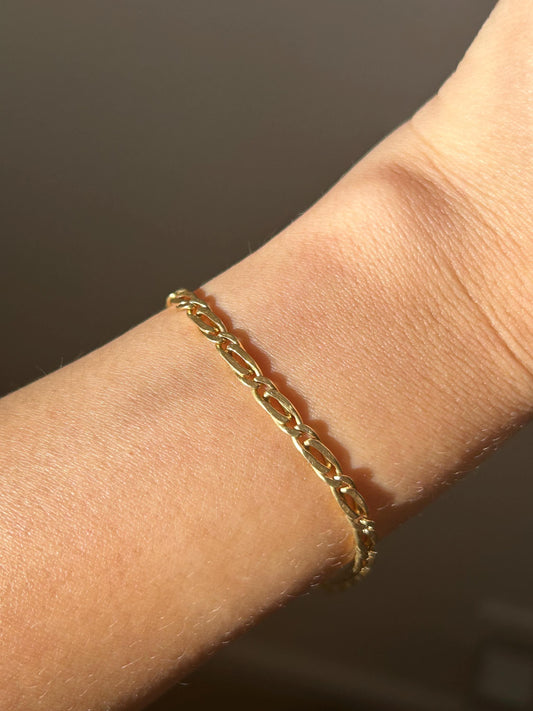 Vintage Italian 18k Yellow Gold Figaro Bracelet: Size 8