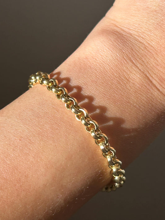French Vintage 18k Yellow Gold Rolo Bracelet: Size 7”, 9.3g