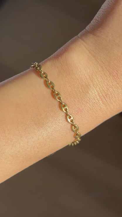 Vintage 18k Gold Puffy Mariner Link Bracelet
