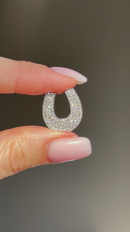 Vintage 18K White Gold Pave Diamond Horseshoe Pendant