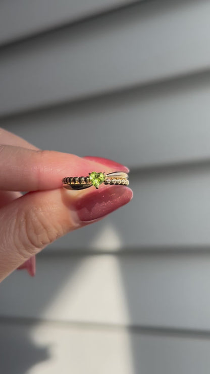 Vintage 18k Peridot Heart Stacking Ring: August Birthstone