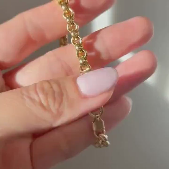 French Vintage 18k Yellow Gold Rolo Bracelet: Size 7”, 9.3g
