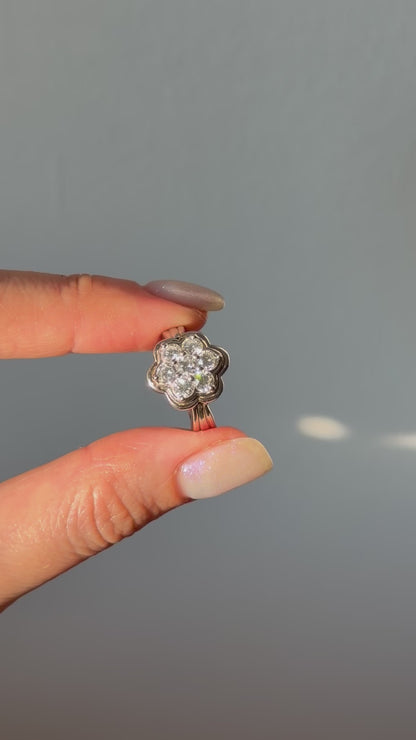 Vintage Platinum 1 CTW Diamond Flower Cluster Ring