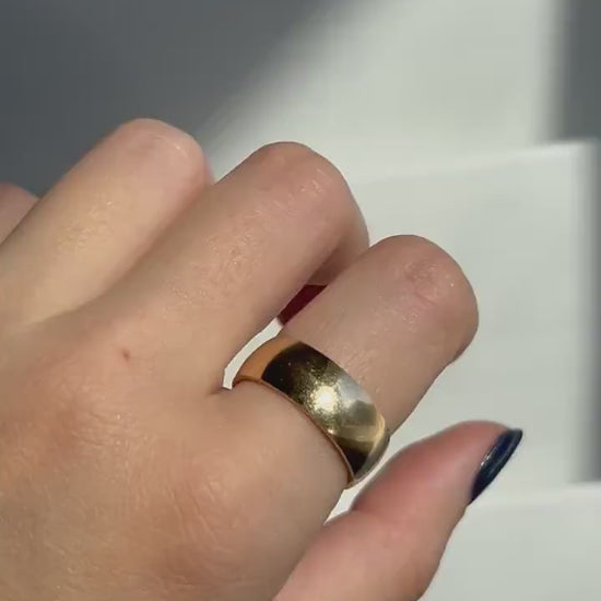 Stackable Classic 10k Solid Yellow Gold Cigar Band Ring, Stackable Gold Band, Plain Gold Ring, Wide Gold Ring, Thick Wedding Ring, Wide Band
