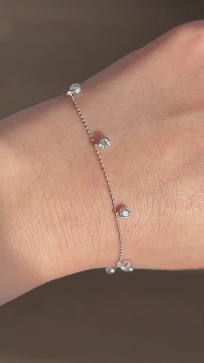 Vintage 18K White Gold Diamond By the Yard Station Bracelet