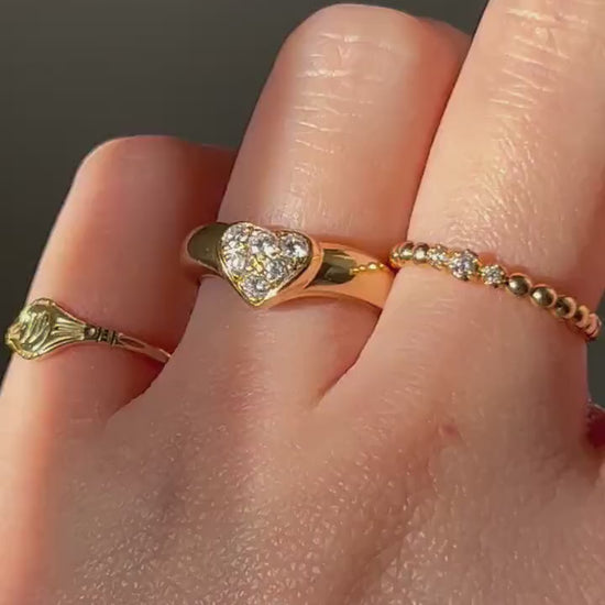 Vintage Tiffany & Co 18k Solid Yellow Gold Diamond Ring, Tiffany Friendship Ring, Diamond Heart Ring, Size 4.5-4.75