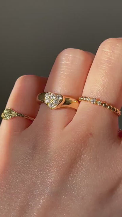 Vintage Tiffany & Co 18k Solid Yellow Gold Diamond Ring, Tiffany Friendship Ring, Diamond Heart Ring, Size 4.5-4.75