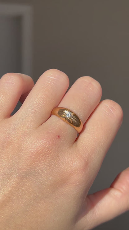 Vintage 18k Gold Mid Century 0.15 ct Diamond Starburst Ring