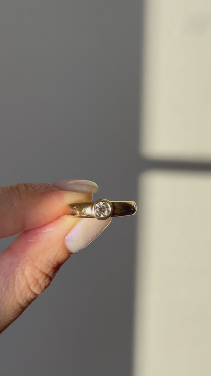 Vintage 18k Gold Bezel Set 0.31 CT Light Yellow Diamond Chubby Donut Band arinv