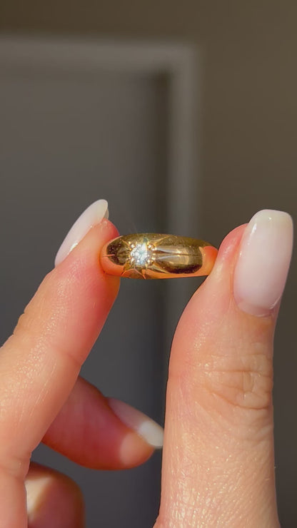 Vintage 18k Gold Mid Century 0.15 ct Diamond Starburst Ring