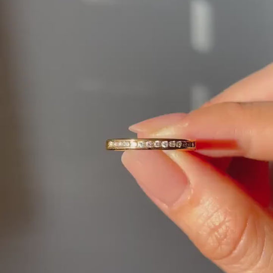 Vintage 18k Yellow Gold Diamond Half Eternity Ring - US Size 5.75