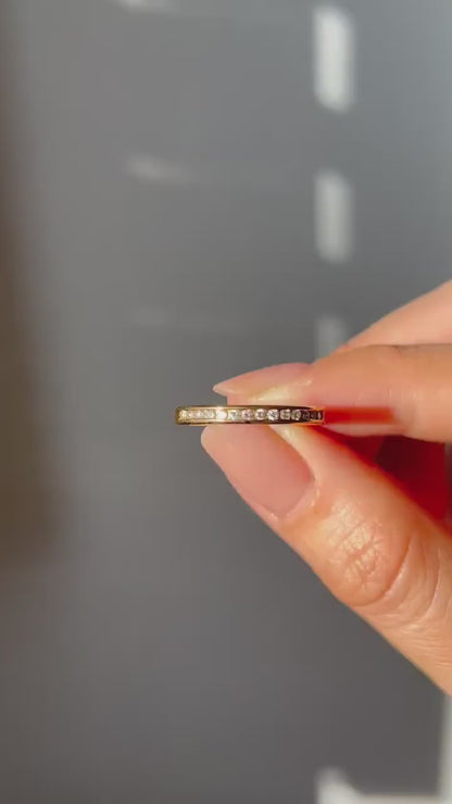 Vintage 18k Yellow Gold Diamond Half Eternity Ring - US Size 5.75