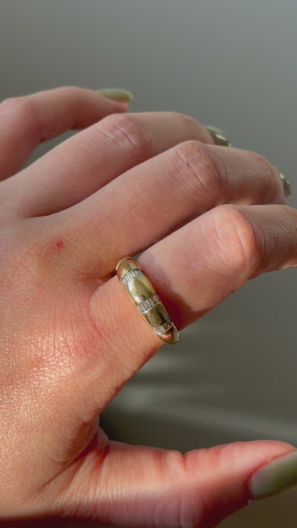 Vintage 18k Gold Channel Set Baguette Diamond Dome Ring