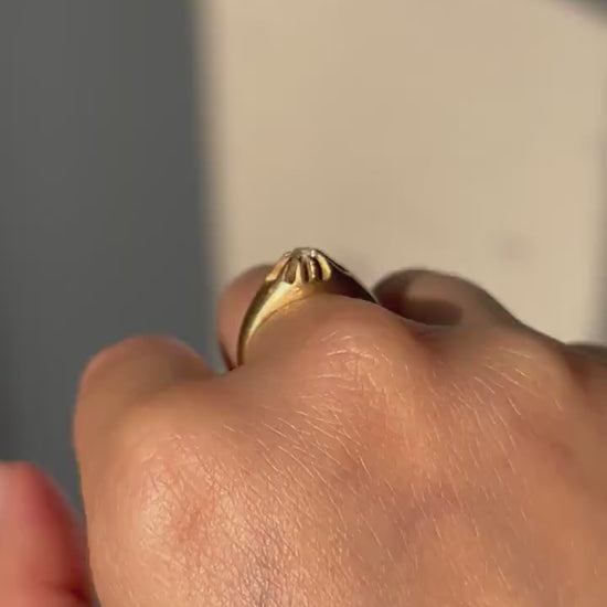 Vintage 18k Yellow Gold Diamond Solitaire Buttercup Ring: Belcher Setting, Size 6.25
