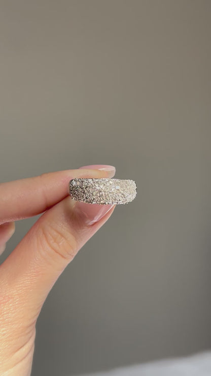 Vintage 18k WG Baguette Diamond Confetti Dome Ring