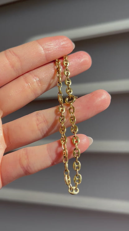 Vintage 18k Gold Puffy Mariner Link Bracelet