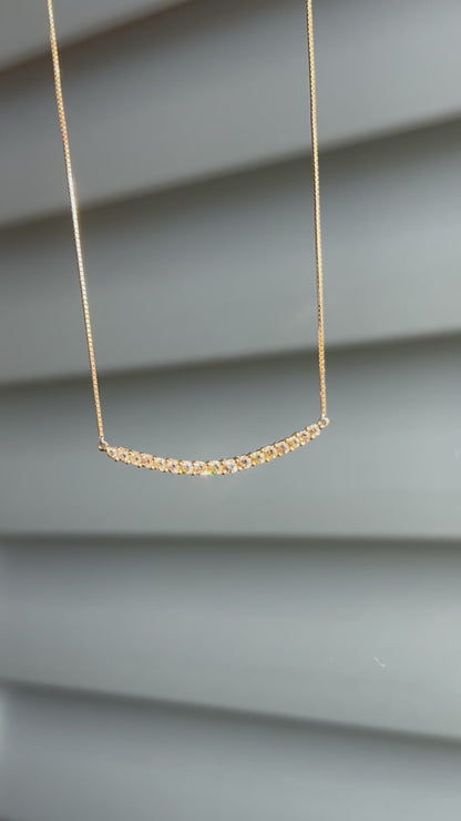 Vintage 18k Champagne Diamond Curved Pendant Chain