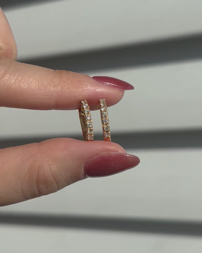 Vintage 18k Diamond Huggie Hoop Earrings