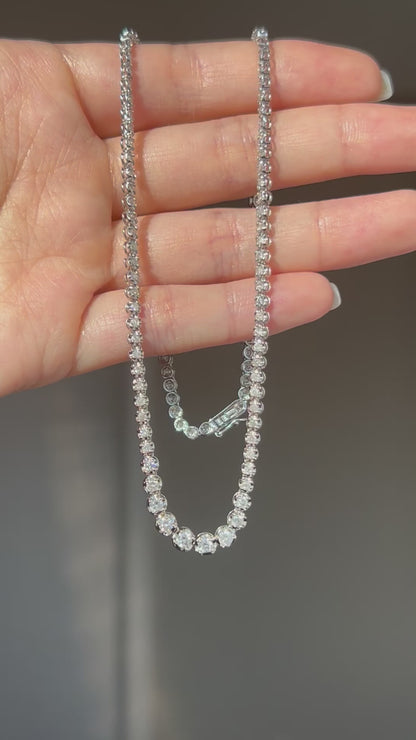 Vintage 18k White Gold 3 ct Diamond Tennis Necklace