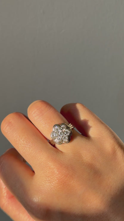 Vintage Platinum 1 CTW Diamond Flower Cluster Ring
