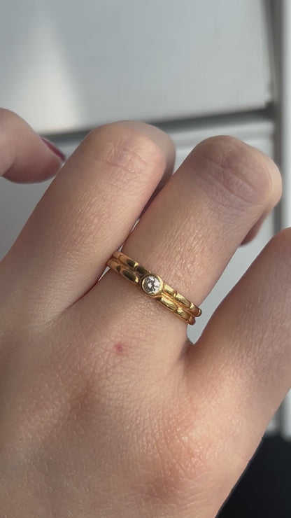 Vintage 18k Bezel Set Diamond Stacking Ring