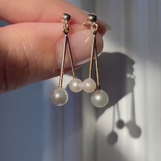 14k Gold Akoya Pearl Drop Earrings: Elegant Dangle Jewelry