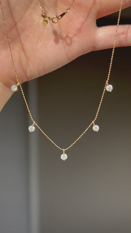 Vintage 18k Gold 1ct Diamond Station Necklace
