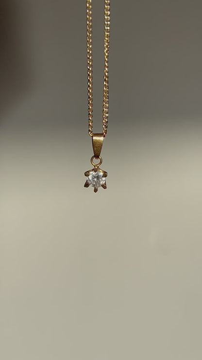 Vintage 14k Gold 0.2 ct Diamond Solitaire Pendant